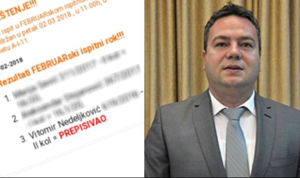 Nova snaga traži da Vitomir Nedeljković podnese OSTAVKU zbog PREPISIVANJA na fakultetu